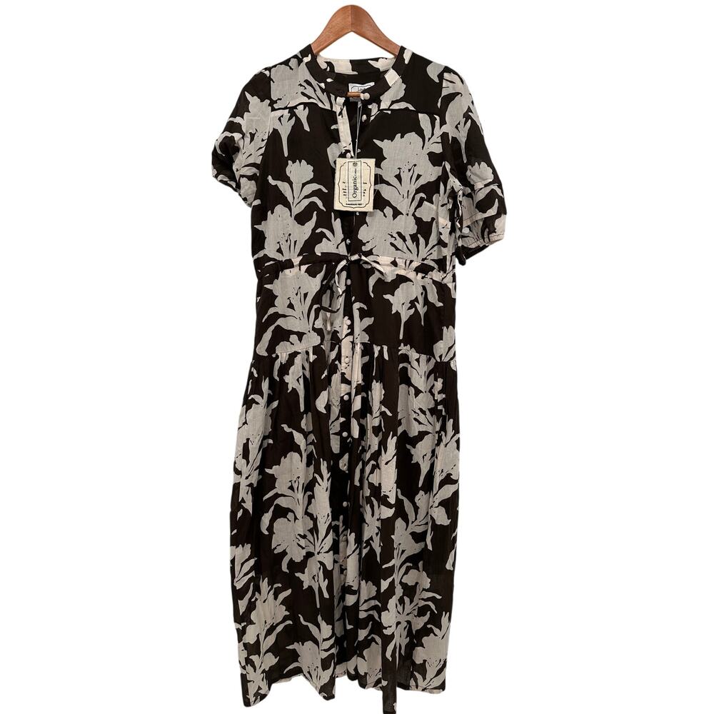 EMERSON FRY Evereve NWT Lucy Brown Floral Basque Dress // M - Picture 4 of 15